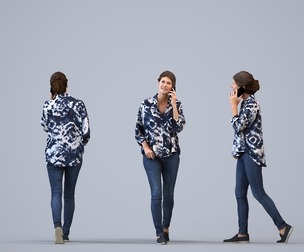 00444_Zoe007 Adult Caucasian woman walking while calling, wearing casual autumn or spring attire