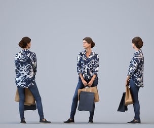 00444_Zoe004 Adult Caucasian woman shopping in retail space with bag, autumn attire