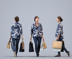 00444_Zoe005 Adult Caucasian woman shopping in retail space with bag, autumn attire