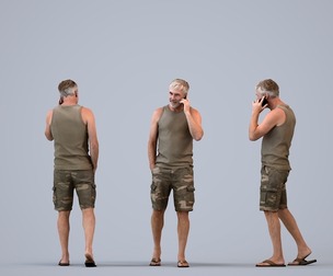 00445_Adler007 Adult Caucasian man walking outdoors calling on smartphone in summer attire