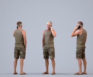 00445_Adler004 Adult Caucasian man calling on smartphone in public summer attire