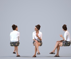 00446_Zoe017 Adult Caucasian woman talking in office wearing summer business attire