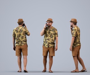 00448_Nickolas004 Adult Caucasian man walking while calling smartphone in public space