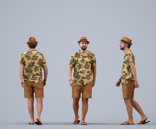 00448_Nickolas003 Adult Caucasian man walking through public space in summer attire