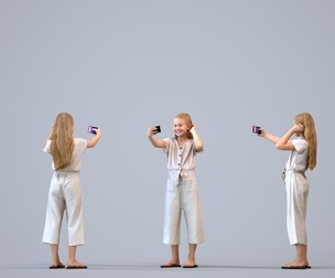 00449_Bailey013 Teen Caucasian female taking photo with smartphone in public space