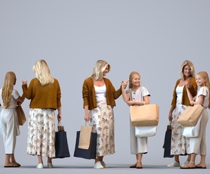 00451_Kyrsten001 Adult Caucasian woman shopping in casual autumn or spring attire with bag