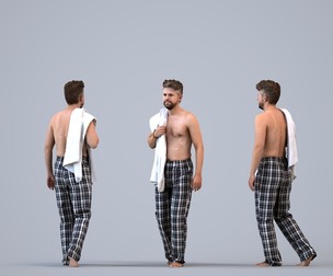 00455_Kyrsten008 Adult Caucasian man relaxing at home in casual summer attire