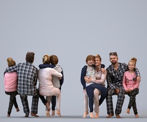 00455_Kyrsten005 Adult Caucasian woman sitting casually with family in transitional seasonal