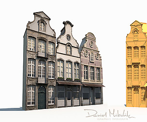 Buildings Facade 180 Low Poly