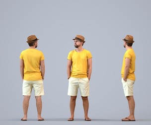 00456_Nickolas004 Adult Caucasian man waiting in public space wearing casual summer clothing