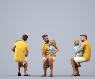 00456_Nickolas013 Adult Caucasian man sitting casually with child in summer home setting