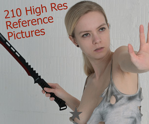 PRC193 - slim girlposes with a pistol and a machete