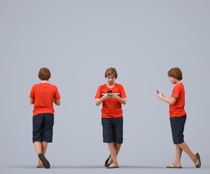 00458_Brady007 Teen Caucasian boy using smartphone in casual summer clothing for public spaces