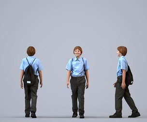00460_Brady006 Teen Caucasian male walking through school campus with backpack