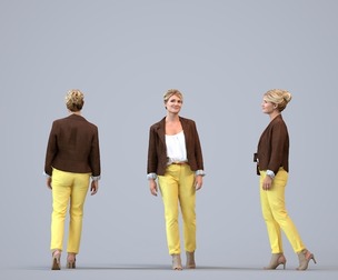 00462_Kyrsten004 Adult Caucasian woman walking through office in autumn business attire