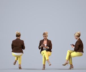 00462_Kyrsten009 Adult Caucasian woman sitting in office with smartphone, autumn attire