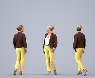 00462_Kyrsten006 Adult Caucasian woman walking through public space in transitional seasonal