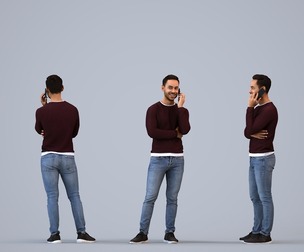 00465_Xavier004 Adult Caucasian man calling with smartphone in public transitional attire