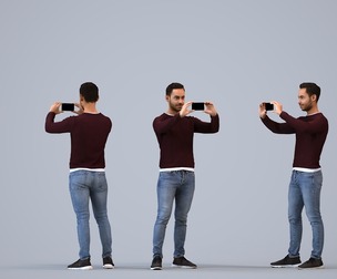 00465_Xavier005 Adult Caucasian male taking photo with smartphone in autumn attire