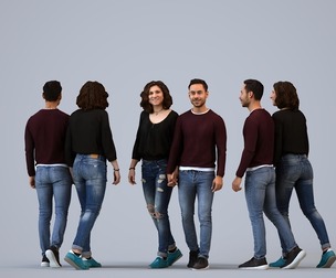 00465_Xavier006 Adult Caucasian people walking together in casual autumn or spring attire