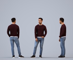 00465_Xavier003 Adult Caucasian man waiting in public space wearing transitional seasonal clothing