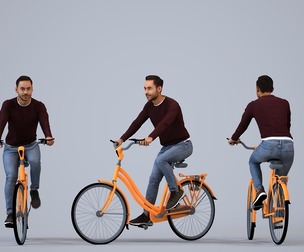 00465_Xavier010 Adult Caucasian man cycling outdoors in casual autumn or spring attire