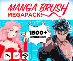 Manga Brushes and Screentones for Photoshop, Clip Studio, and Procreate V6.0 2024 Version