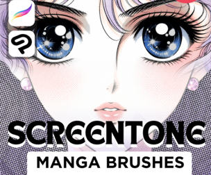 100 COMIC / MANGA Screentone Brushes for Photosho, Procreate, and Clip Studio Paint