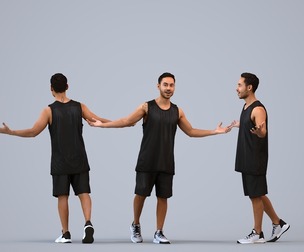 00469_Xavier005 Adult Caucasian male exercising in summer sportswear for architectural visualization