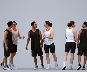 00469_Xavier010 Adult Caucasian athletes bonding in summer sportswear for fitness spaces