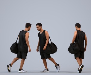 00469_Xavier007 Adult Caucasian man walking with bag in summer sportswear