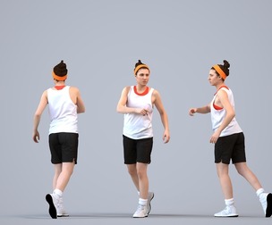 00470_Gloria006 Adult Caucasian woman running outdoors in summer athletic wear