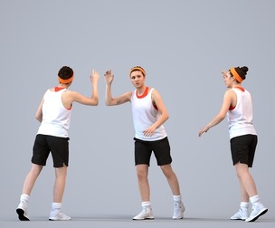 00470_Gloria005 Adult Caucasian woman running in summer sportswear for fitness visualization