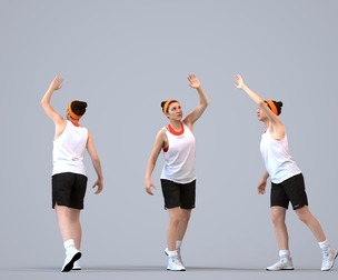 00470_Gloria007 Adult Caucasian woman walking while exercising in summer sportswear