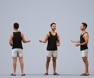 00471_Xavier004 Adult Caucasian man talking in public wearing casual summer clothing