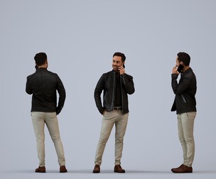 00474_Xavier005 Adult Caucasian man calling on smartphone in office wearing transitional attire