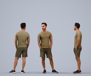 00476_Xavier004 Adult Caucasian man waiting in public space wearing casual summer attire