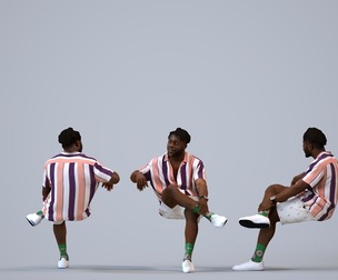00479_Aaron007 Adult Black man relaxing at home in casual summer clothing