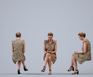 00480_Elsje007 Adult Caucasian woman sitting casually in public summer setting