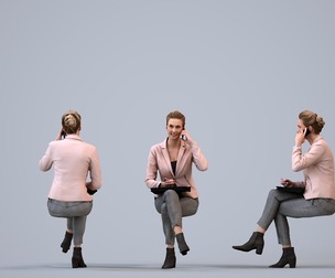 00482_Elsje008 Adult Caucasian woman making business call in office wearing transitional attire