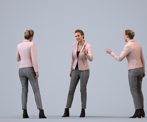 00482_Elsje004 Adult Caucasian woman presenting in office wearing autumn or spring business attire