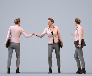 00482_Elsje005 Adult Caucasian woman presenting in office wearing autumn or spring business attire