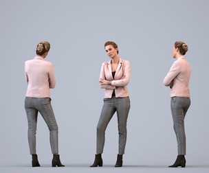 00482_Elsje003 Adult Caucasian woman waiting in office wearing autumn or spring business attire
