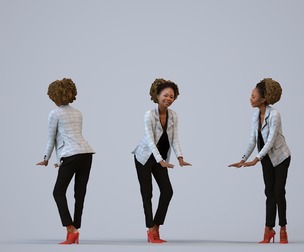 00490_Harper006 Adult Black woman presenting in professional office wearing transitional seasonal