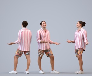 00491_Mateo003 Adult Caucasian man presenting in public space wearing casual summer clothing