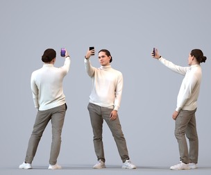 00493_Mateo004 Adult Caucasian man taking photo with smartphone in autumn attire