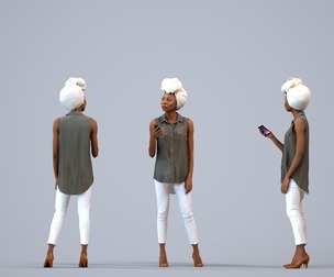 00495_Harper005 Adult Black woman standing in public space with smartphone