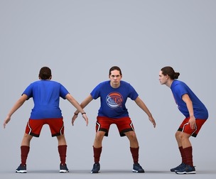 00496_Mateo005 Adult Caucasian male crouching during exercise in summer sportswear