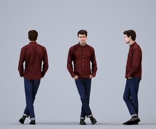 00499_Liam003 Adult Caucasian man standing casually in public space wearing transitional seasonal