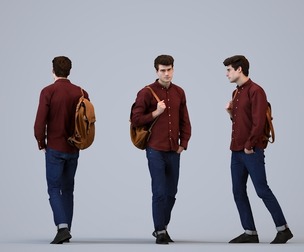 00499_Liam004 Adult Caucasian man walking public space carrying bag, autumn or spring attire